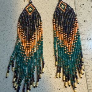 Beaded Fringe Earrings - Multicolor